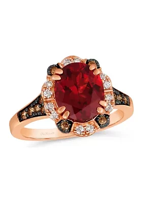 2.87 ct. t.w. Pomegranate Garnet™, 1/5 ct. t.w. Chocolate Diamonds®, 1/8 ct. t.w. Nude Diamonds™ Ring in 14K Strawberry Gold®