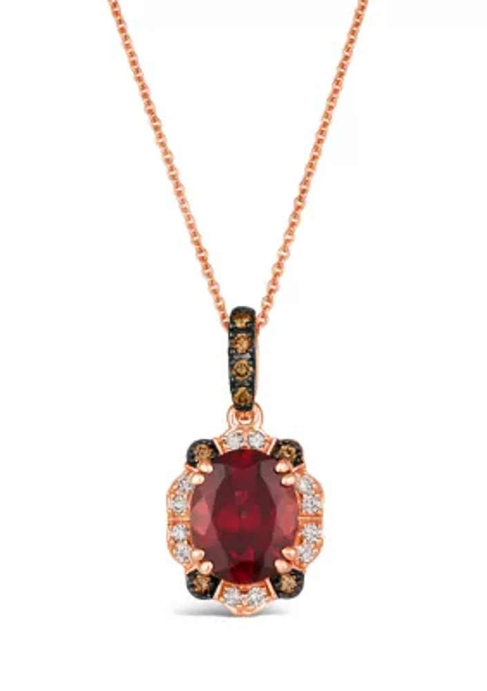 2.87 ct. t.w. Pomegranate Garnet™, 1/10 ct. t.w. Chocolate Diamonds®, 1/8 ct. t.w. Nude Diamonds™ Pendant Necklace in 14K Strawberry Gold®