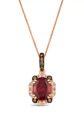 2.87 ct. t.w. Pomegranate Garnet™, 1/10 ct. t.w. Chocolate Diamonds®, 1/8 ct. t.w. Nude Diamonds™ Pendant Necklace in 14K Strawberry Gold®