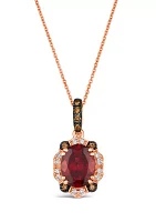 2.87 ct. t.w. Pomegranate Garnet™, 1/10 ct. t.w. Chocolate Diamonds®, 1/8 ct. t.w. Nude Diamonds™ Pendant Necklace in 14K Strawberry Gold®