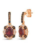 2.75 ct. t.w. Pomegranate Garnet™, 1/5 ct. t.w. Chocolate Diamonds®, 1/6 ct. t.w. Nude Diamonds™ Earrings in 14K Strawberry Gold®