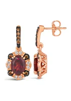 2.75 ct. t.w. Pomegranate Garnet™, 1/5 ct. t.w. Chocolate Diamonds®, 1/6 ct. t.w. Nude Diamonds™ Earrings in 14K Strawberry Gold®