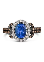 1 ct. t.w. Blueberry Tanzanite®, 1/3 ct. t.w. Chocolate Diamonds®, 1/5 ct. t.w. Nude Diamonds™ Ring in 14K Vanilla Gold®