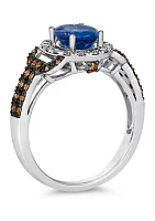 1 ct. t.w. Blueberry Tanzanite®, 1/3 ct. t.w. Chocolate Diamonds®, 1/5 ct. t.w. Nude Diamonds™ Ring in 14K Vanilla Gold®