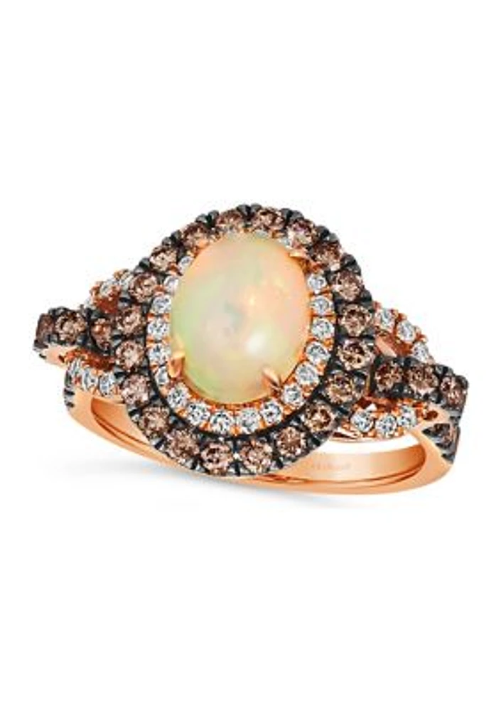 7/8 ct. t.w. Neopolitan Opal™, 3/4 ct. t.w. Chocolate Diamonds®, 1/4 ct. t.w. Nude Diamonds™ Ring in 14K Strawberry Gold®