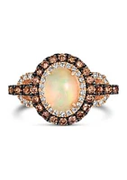 7/8 ct. t.w. Neopolitan Opal™, 3/4 ct. t.w. Chocolate Diamonds®, 1/4 ct. t.w. Nude Diamonds™ Ring in 14K Strawberry Gold®