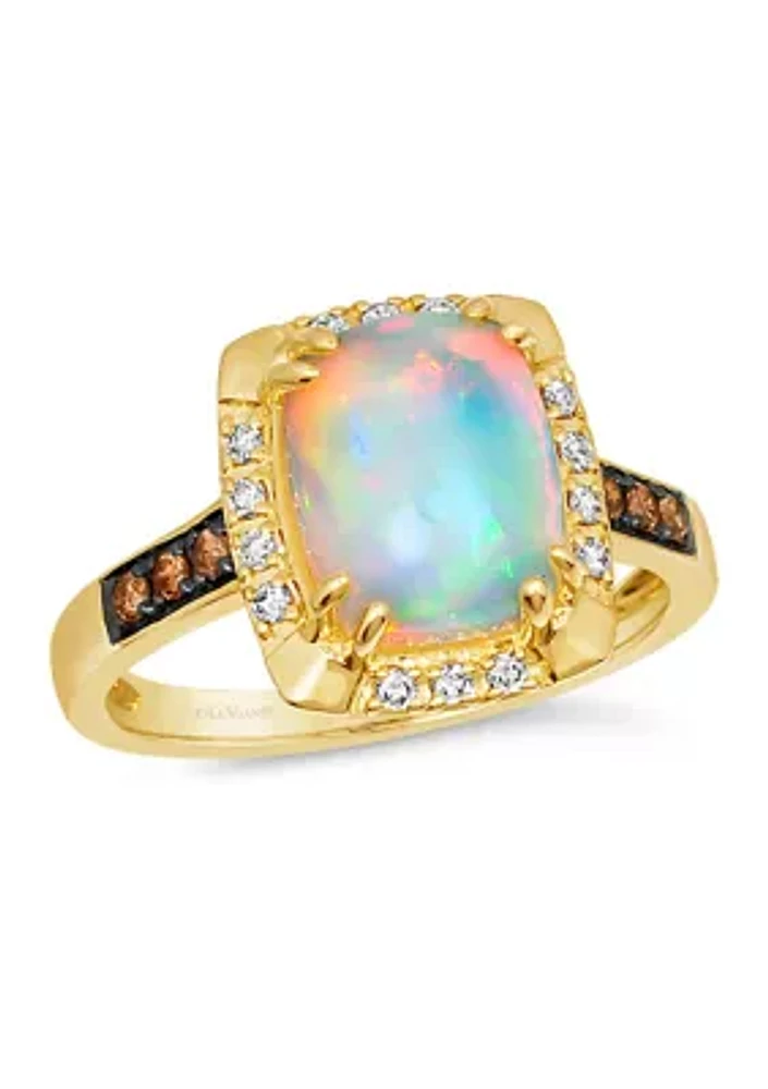 Ring featuring 1.58 ct. t.w. Neopolitan Opal™, 1/10 ct. t.w. Chocolate Diamonds®, 1/10 ct. t.w. Nude Diamonds™ set in 14K Honey Gold™