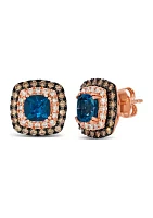 Earrings featuring 2 ct. t.w. Deep Sea Blue Topaz™, 1/2 ct. t.w. Chocolate Diamonds®, 1/3 ct. t.w. Nude Diamonds™ set in 14K Strawberry Gold®