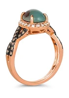  Ring featuring 1.5 ct. t.w. Peacock Aquaprase™, 1/5 ct. t.w. Nude Diamonds™, 1/5 ct. t.w. Chocolate Diamonds® set in 14K Strawberry Gold®