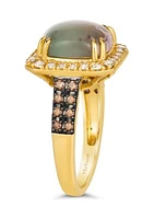 2.88 ct. t.w. Peacock Aquaprase™, 1/4 ct. t.w. Nude Diamonds™, 1/5 ct. t.w. Chocolate Diamonds® Ring set in 14K Honey Gold™