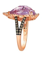 3.75 ct. t.w. Grape Amethyst™, 1/4 ct. t.w. Nude Diamonds™, 1/4 ct. t.w. Chocolate Diamonds® Ring in 14K Strawberry Gold®