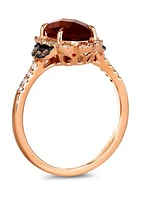 2.5 ct. t.w. Pomegranate Garnet™, 1/6 ct. t.w. Nude Diamonds™, 1/10 ct. t.w. Chocolate Diamonds® Ring in 14K Strawberry Gold®