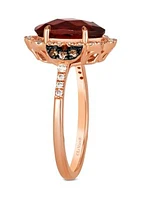 2.5 ct. t.w. Pomegranate Garnet™, 1/6 ct. t.w. Nude Diamonds™, 1/10 ct. t.w. Chocolate Diamonds® Ring in 14K Strawberry Gold®