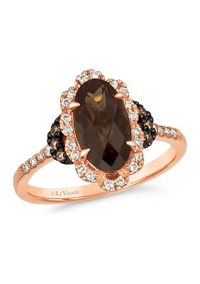 1.63 ct. t.w. Chocolate Quartz®, 1/6 ct. t.w. Nude Diamonds™, 1/10 ct. t.w. Chocolate Diamonds® Ring in 14K Strawberry Gold®