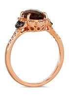 1.63 ct. t.w. Chocolate Quartz®, 1/6 ct. t.w. Nude Diamonds™, 1/10 ct. t.w. Chocolate Diamonds® Ring in 14K Strawberry Gold®