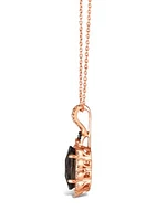 1.63 ct. t.w. Chocolate Quartz®, 1/6 ct. t.w. Nude Diamonds™, Chocolate Diamonds® Pendant Necklace in 14K Strawberry Gold®