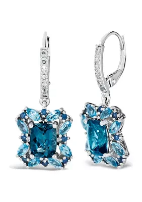  Earrings featuring 2.88 ct. t.w. Deep Sea Blue Topaz™, 1.06 ct. t.w. Blue Topaz, 1/4 ct. t.w. Blueberry Sapphire™, 1/6 ct. t.w. Nude Diamonds™ set in 14K Vanilla Gold®