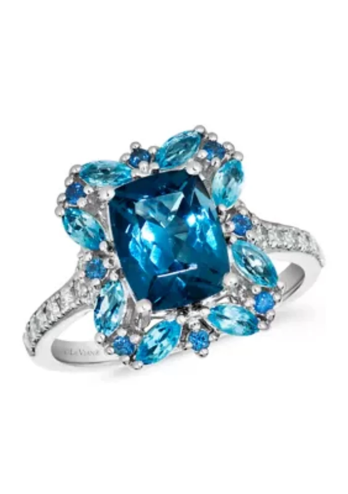  Ring featuring 2.2 ct. t.w. Deep Sea Blue Topaz™, 1/2 ct. t.w. Blue Topaz, 1/8 ct. t.w. Blueberry Sapphire™, 1/5 ct. t.w. Nude Diamonds™ set in 14K Vanilla Gold®