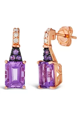 2.5 ct. t.w. Grape Amethyst™, 1/10 ct. t.w. Nude Diamonds™ Earrings in 14K Strawberry Gold®