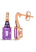 2.5 ct. t.w. Grape Amethyst™, 1/10 ct. t.w. Nude Diamonds™ Earrings in 14K Strawberry Gold®