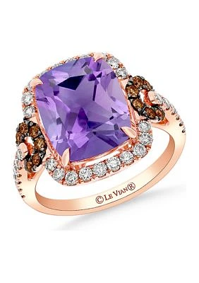 5.12 ct. t.w. Grape Amethyst™, 1/2 ct. t.w. Nude Diamonds™, 1/5 ct. t.w. Chocolate Diamonds® Ring in 14K Strawberry Gold®