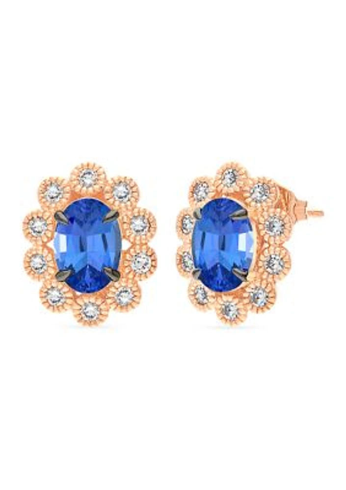 1.37 ct. t.w. Blueberry Tanzanite®, 1/3 ct. t.w. Nude Diamonds™ Earrings in 14K Strawberry Gold®