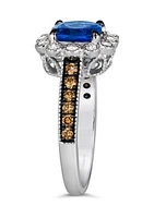  Ring featuring 1.33 ct. t.w.  Blueberry Tanzanite®, 1/4 ct. t.w. Chocolate Diamonds®, 1/4 ct. t.w. Nude Diamonds™ in 14K Vanilla Gold®