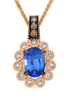 1 ct. t.w. Blueberry Tanzanite®, 1/10 ct. t.w. Chocolate Diamonds®, 1/5 ct. t.w. Nude Diamonds™ Pendant Necklace in 14K Strawberry Gold®