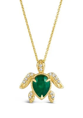 3/4 ct. t.w. Costa Smeralda Emeralds™, 1/10 ct. t.w. Nude Diamonds™ Pendant Necklace in 14K Honey Gold™