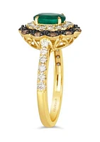 1/2 ct. t.w. Costa Smeralda Emeralds™, 1/2 ct. t.w. Nude Diamonds™, 1/5 ct. t.w. Chocolate Diamonds® Ring set in 14K Honey Gold™