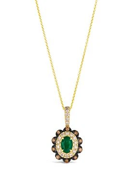 1/2 ct. t.w. Costa Smeralda Emeralds™, 3/8 ct. t.w. Nude Diamonds™, 1/5 ct. t.w. Chocolate Diamonds® Pendant Necklace in 14K Honey Gold™