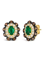 5/8 ct. t.w. Costa Smeralda Emeralds™, 1/3 ct. t.w. Chocolate Diamonds®, 3/8 ct. t.w. Nude Diamonds™ Earrings in 14K Honey Gold™