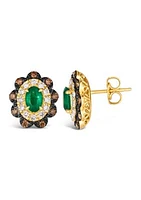 5/8 ct. t.w. Costa Smeralda Emeralds™, 1/3 ct. t.w. Chocolate Diamonds®, 3/8 ct. t.w. Nude Diamonds™ Earrings in 14K Honey Gold™