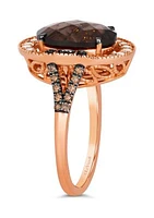 Ring featuring 4.75 ct. t.w. Chocolate Quartz®, 1/4 ct. t.w. Nude Diamonds™, 1/5 ct. t.w. Chocolate Diamonds® set in 14K Strawberry Gold®