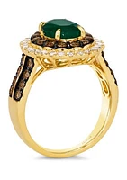 Ring featuring 1.33 ct. t.w. Costa Smeralda Emeralds™, 7/8 ct. t.w. Chocolate Diamonds®, 3/8 ct. t.w. Nude Diamonds™ in 14K Honey Gold™