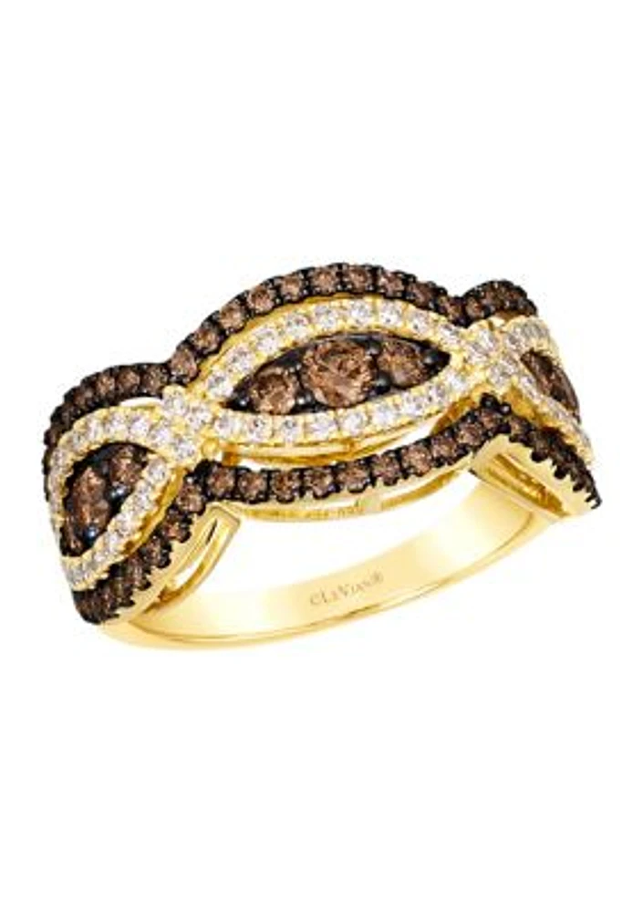 1 ct. t.w. Chocolate Diamonds®, 1/2 ct. t.w. Nude Diamonds™ Ring in 14K Honey Gold™