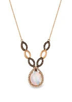 2.3 ct. t.w. Neopolitan Opal™, 1/2 ct. t.w. Chocolate Diamonds®, 1/4 ct. t.w. Vanilla Diamonds® Necklace in 14k Strawberry Gold®