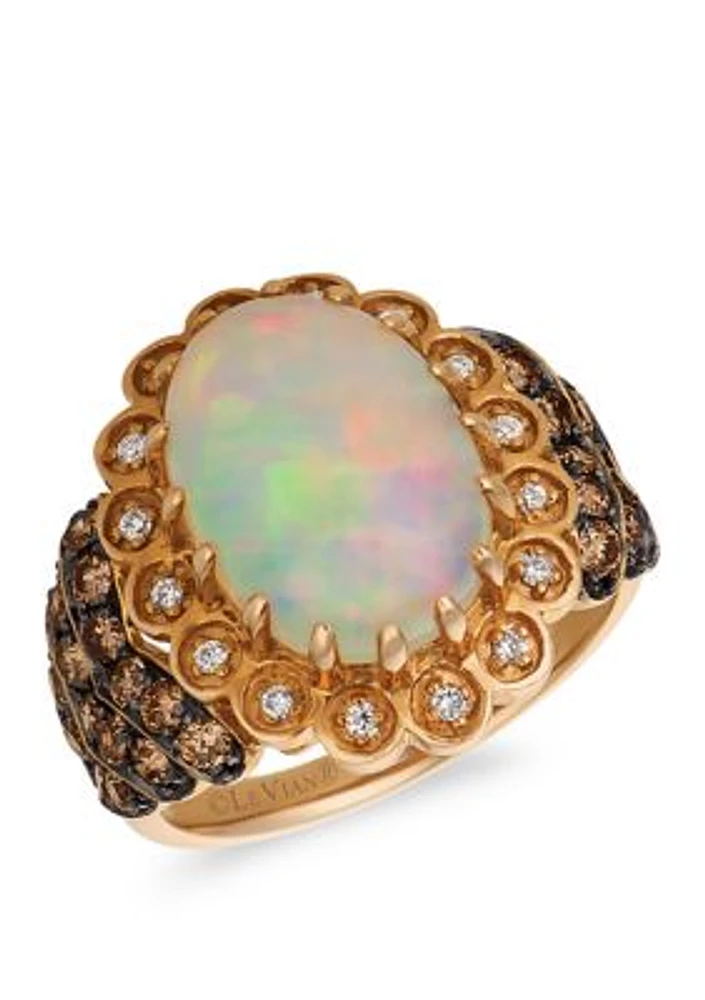 7/8 ct. t.w. Diamond and 3 ct. t.w. Opal Ring in 14k Rose Gold