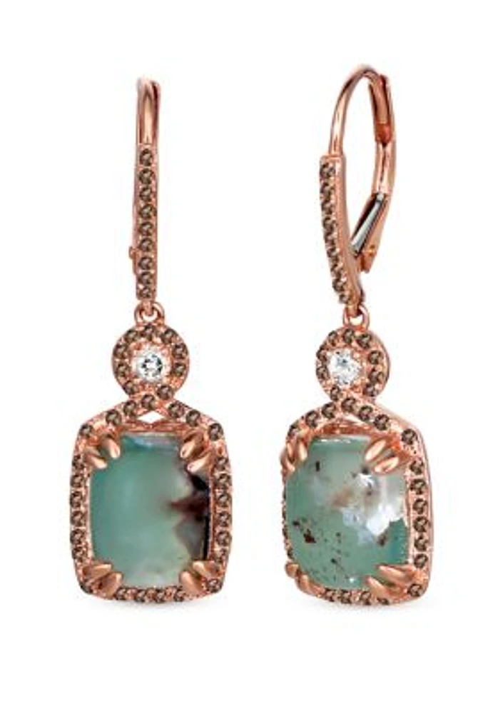  4.2 ct. t.w. Aquaprase Candy, 1/8 ct. t.w. Vanilla Topaz™, 1/3 ct. t.w. Chocolate Quartz®,   Earrings in 14K Strawberry Gold®