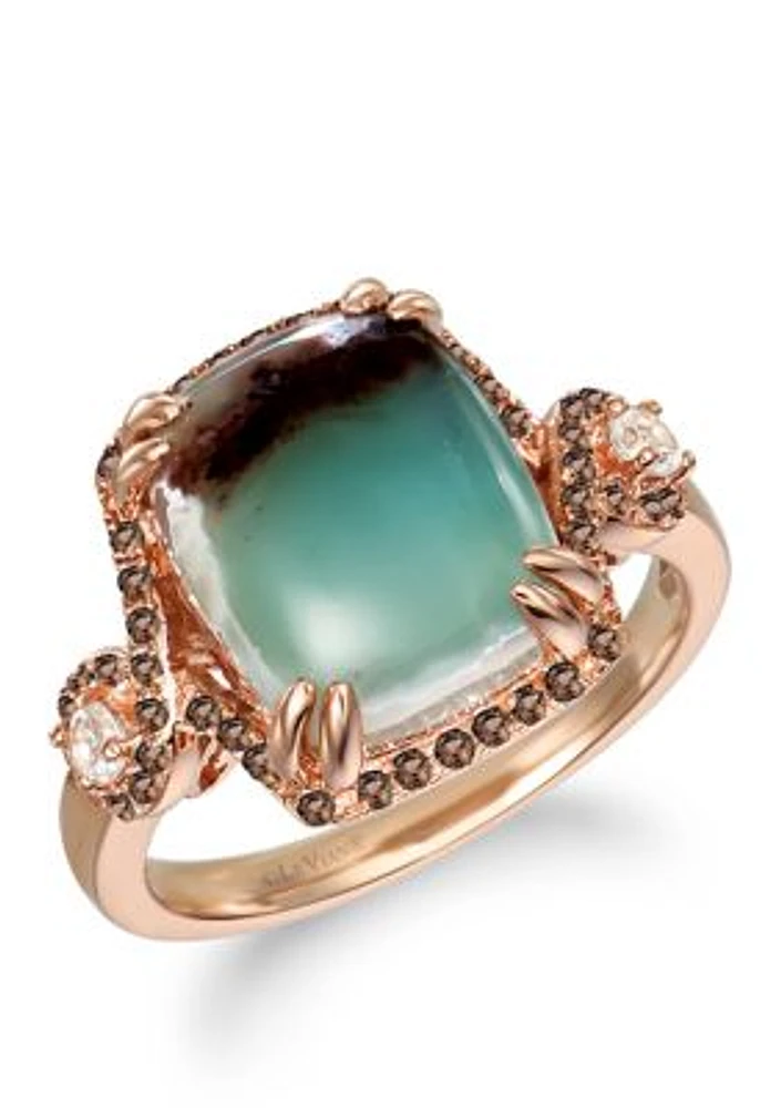 3.75 ct. t.w. Aquaprase Candy, 1/8 Vanilla Topaz™, 1/6 Chocolate Quartz®,  Ring 14K Strawberry Gold®