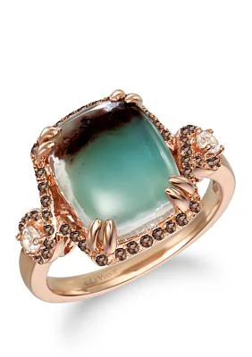 3.75 ct. t.w. Aquaprase Candy, 1/8 Vanilla Topaz™, 1/6 Chocolate Quartz®,  Ring 14K Strawberry Gold®