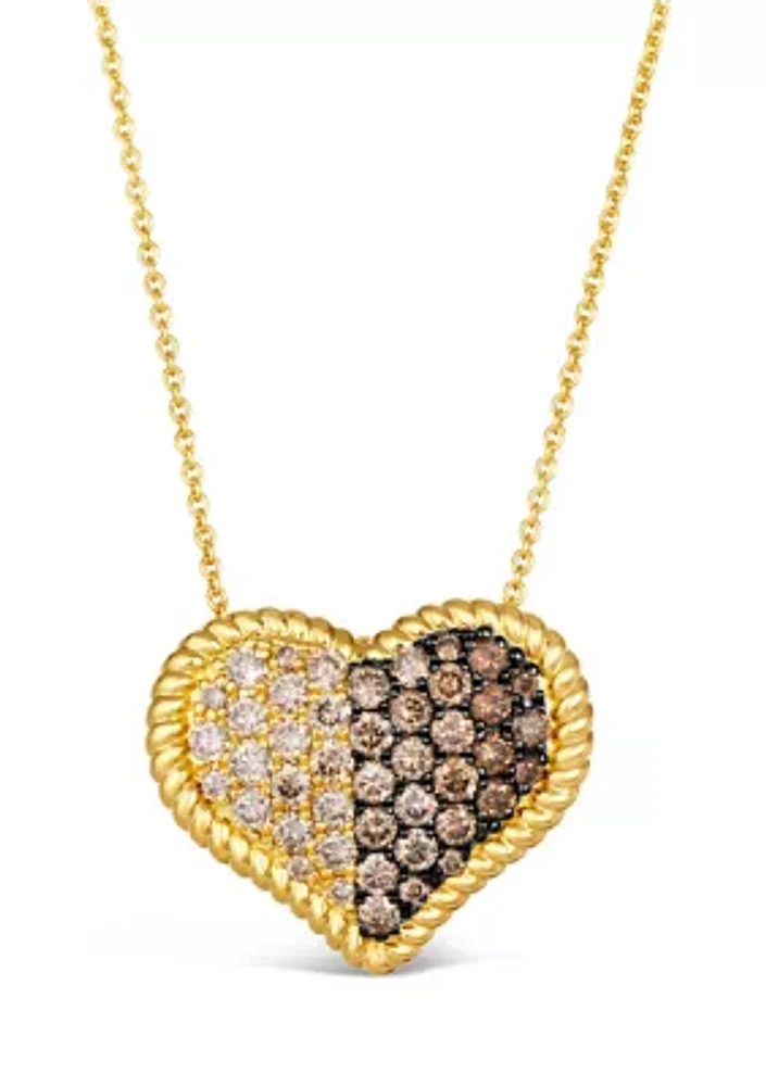 7/8 ct. t.w. Chocolate Ombré Diamonds® Ombré Pendant Necklace in 14K Honey Gold™