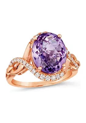 4.25 ct. t.w. Grape Amethyst™ and 1/3 ct. t.w. Nude Diamond™ Ring in 14K Strawberry Gold®