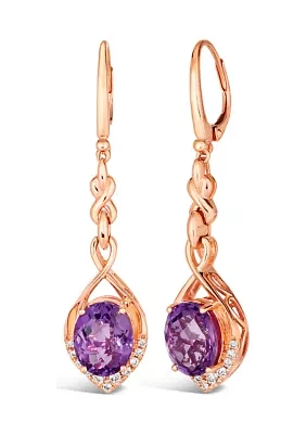 4.75 ct. t.w. Grape Amethyst™ and 1/3 ct. t.w. Nude Diamond™ Earrings in 14K Strawberry Gold®