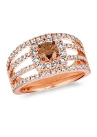 1/2 ct. t.w. Chocolate Diamonds® and 1 ct. t.w. Nude Diamonds™ Creme Brulee® Ring in 14K Strawberry Gold®