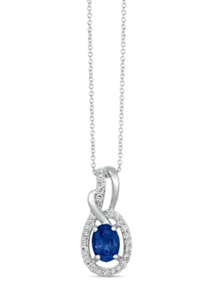 3/4 ct. t.w. Cornflower Sapphire™, 1/5 ct. t.w. Vanilla Diamonds® Pendant Necklace in 14K Vanilla Gold®