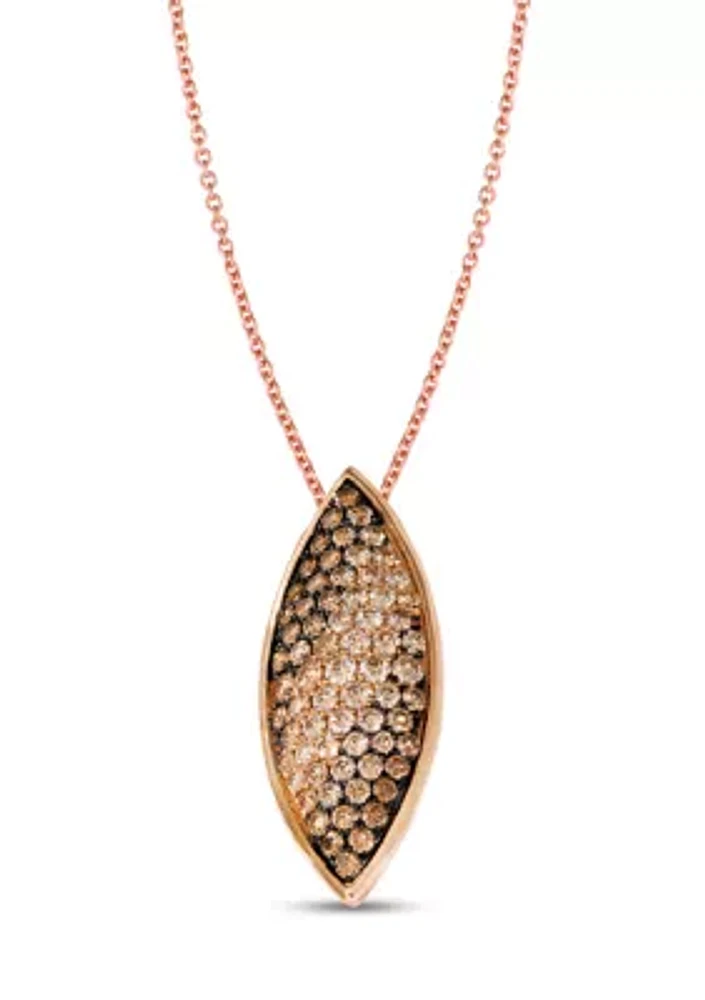 1.5 ct. t.w. Chocolate Ombré Diamonds® and 1/4 ct. t.w. Vanilla Diamonds® Pendant Necklace in 14K Strawberry Gold®