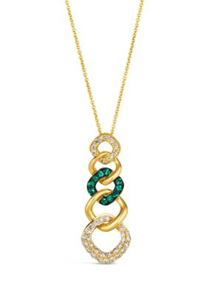 1/6 ct. t.w. Costa Smeralda Emeralds™, 1/2 ct. t.w. Nude Diamonds™ Pendant Necklace in 14K Honey Gold™