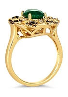 1.33 ct. t.w. Costa Smeralda Emeralds™, 1/10 ct. t.w. Nude Diamonds™, 1/8 ct. t.w. Chocolate Diamonds® Ring in 14K Honey Gold™