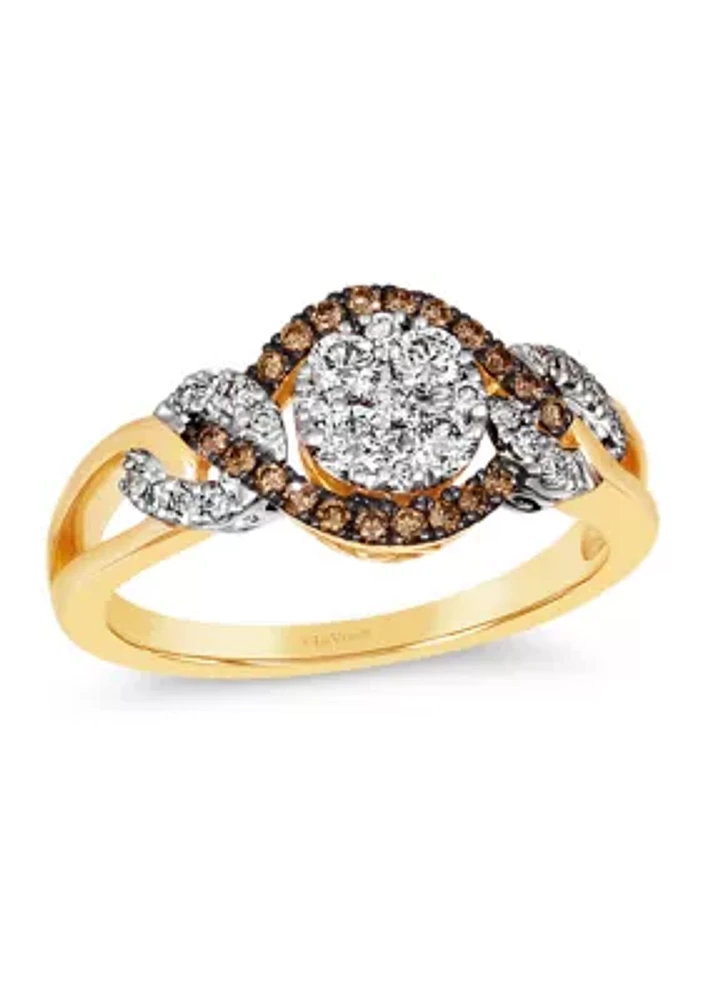 3/8 ct. t.w. Nude Diamonds™, 1/6 Chocolate Diamonds�� Ring 14K Vanilla Gold® & Honey Gold™